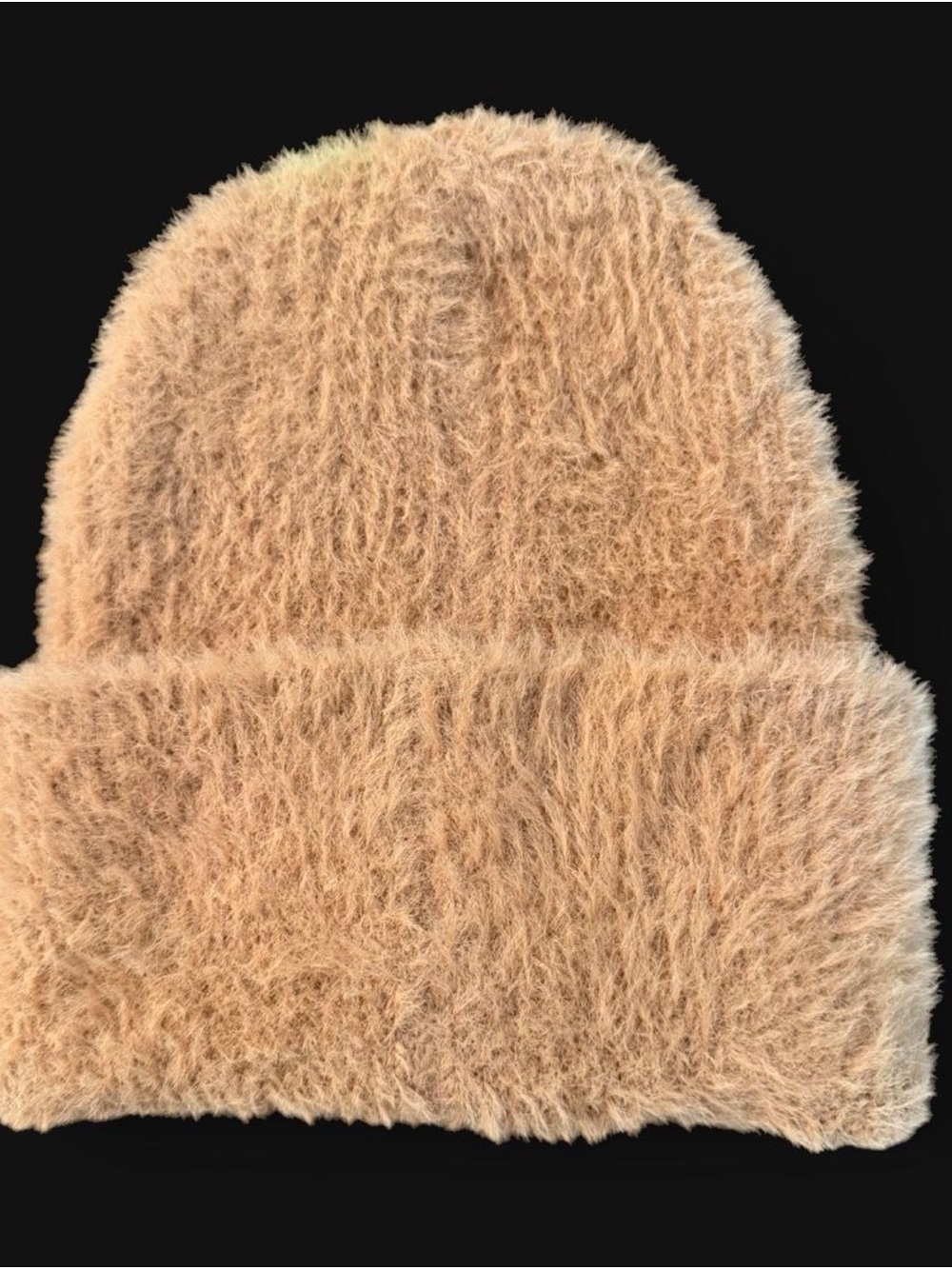 Women's Plush Faux Fur Beanie Hat - Camel
